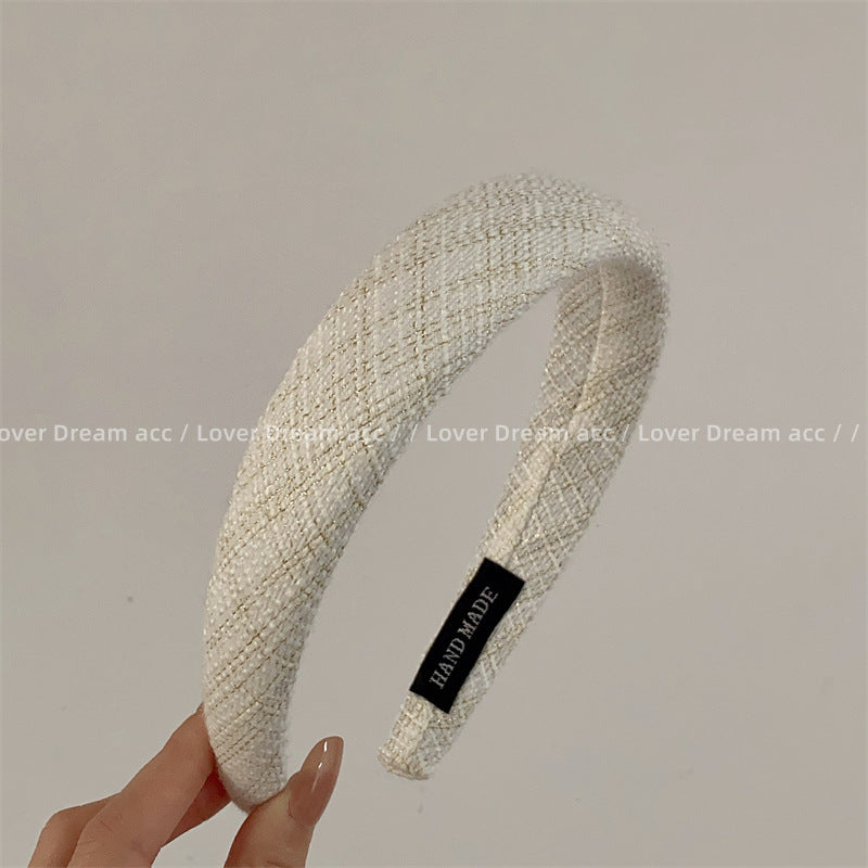 Wholesale Rhinestone Letter Black Grey Houndstooth Sponge Headband